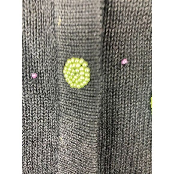 Terazzo Sequin Cat Button Down Cardigan Black 90's Women's Medium - Picture 10 of 14